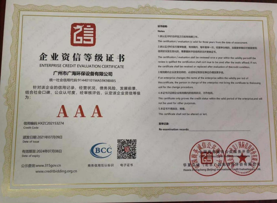 企业资信等级证书